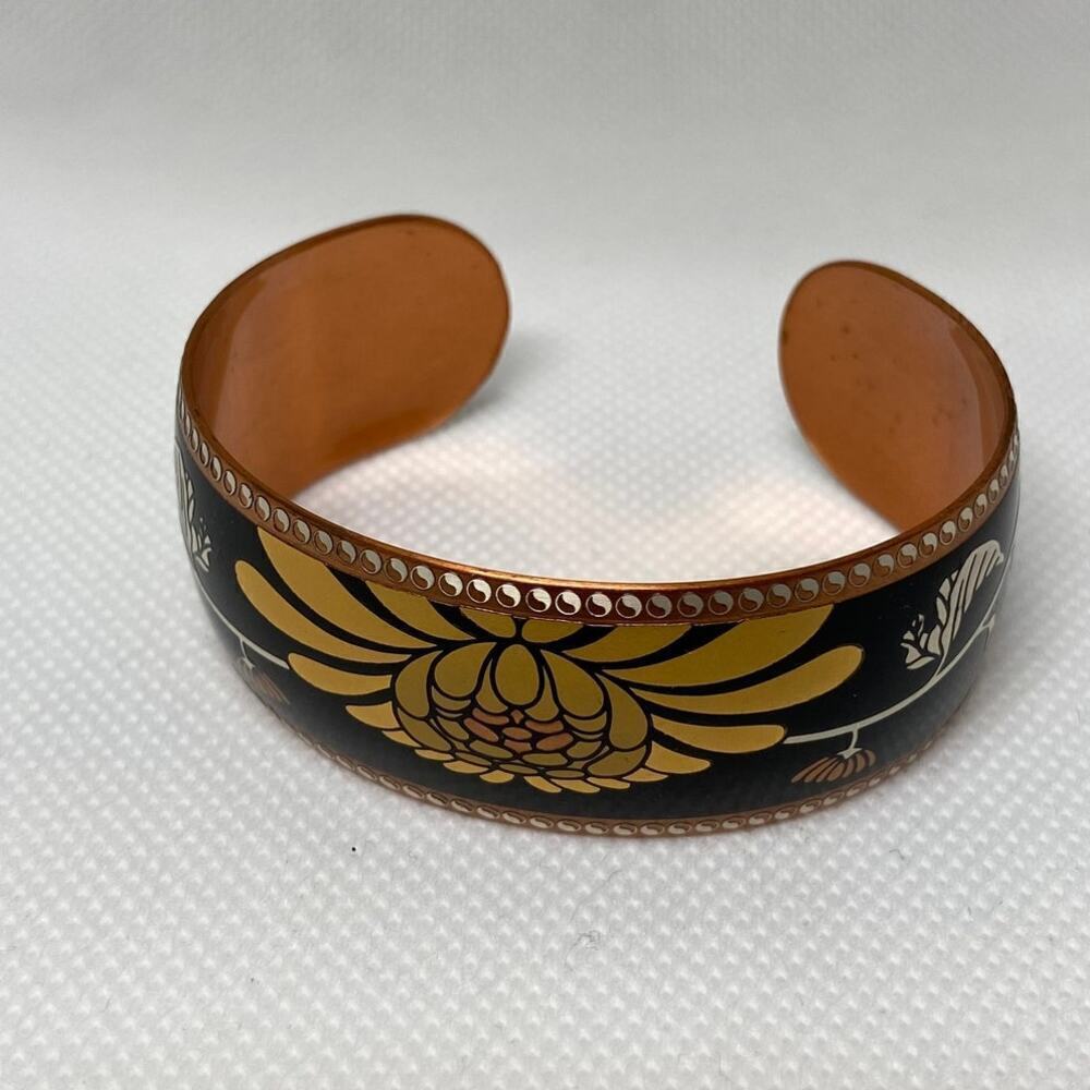 Vintage Golden Blossom Copper Cuff Franklin Mint Japan - Picture 6 of 6